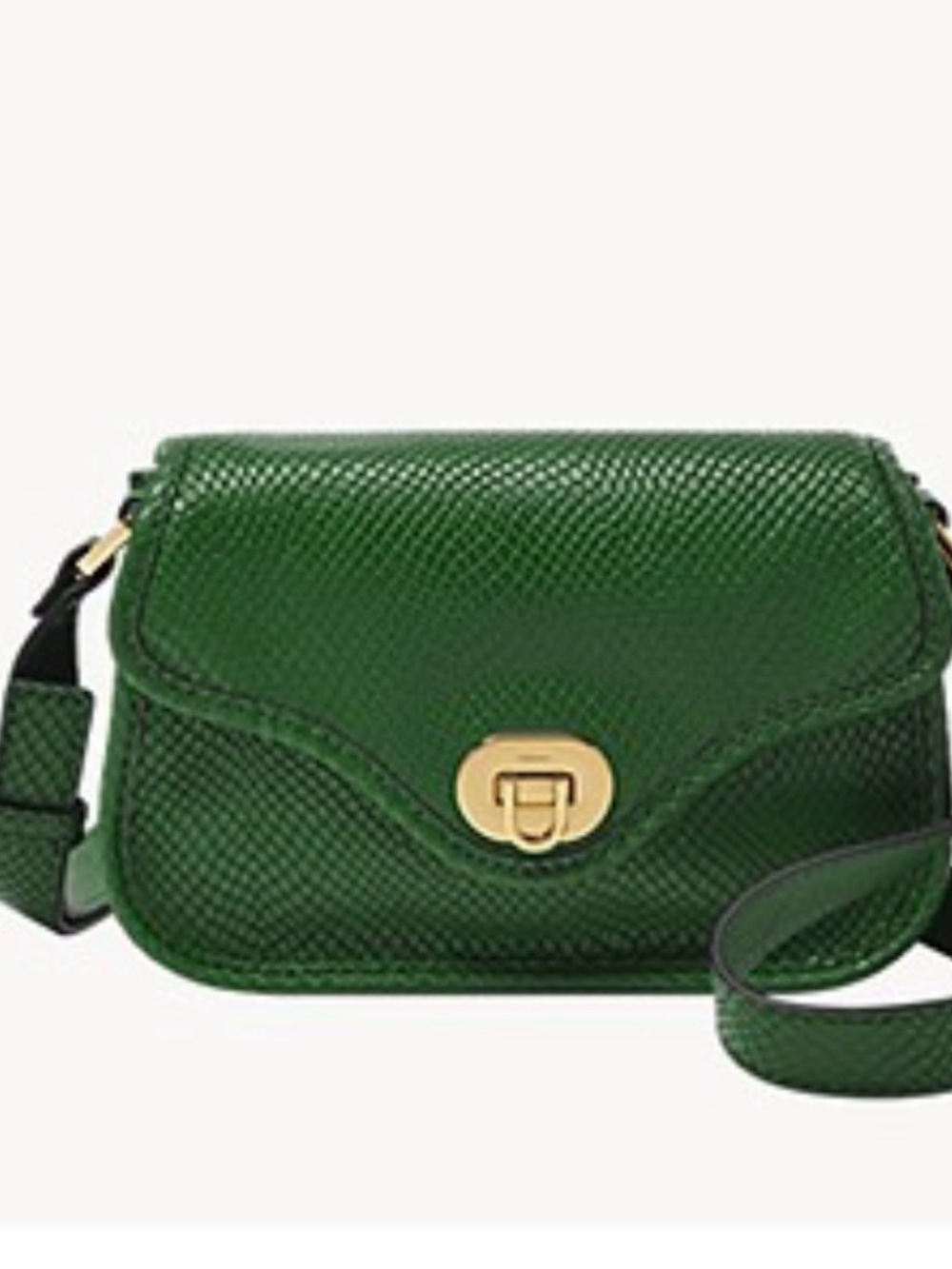 Fossil 2 pc set Heritage Green Python leather crossbody bag & card wallet NWOT - Picture 4 of 8
